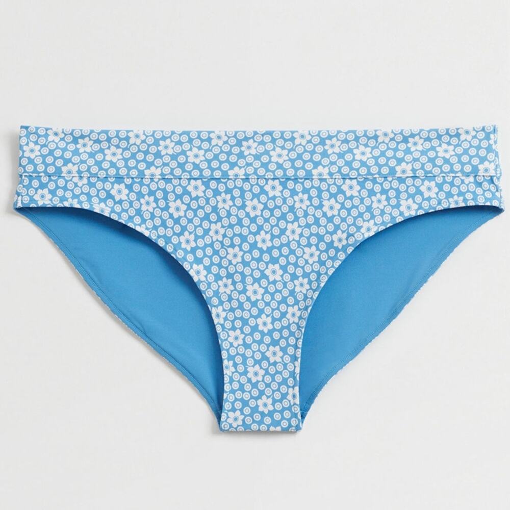 & Other Stories Floral Circle Print Banded Waist Bikini Bottom Sky Blue 6 NEW